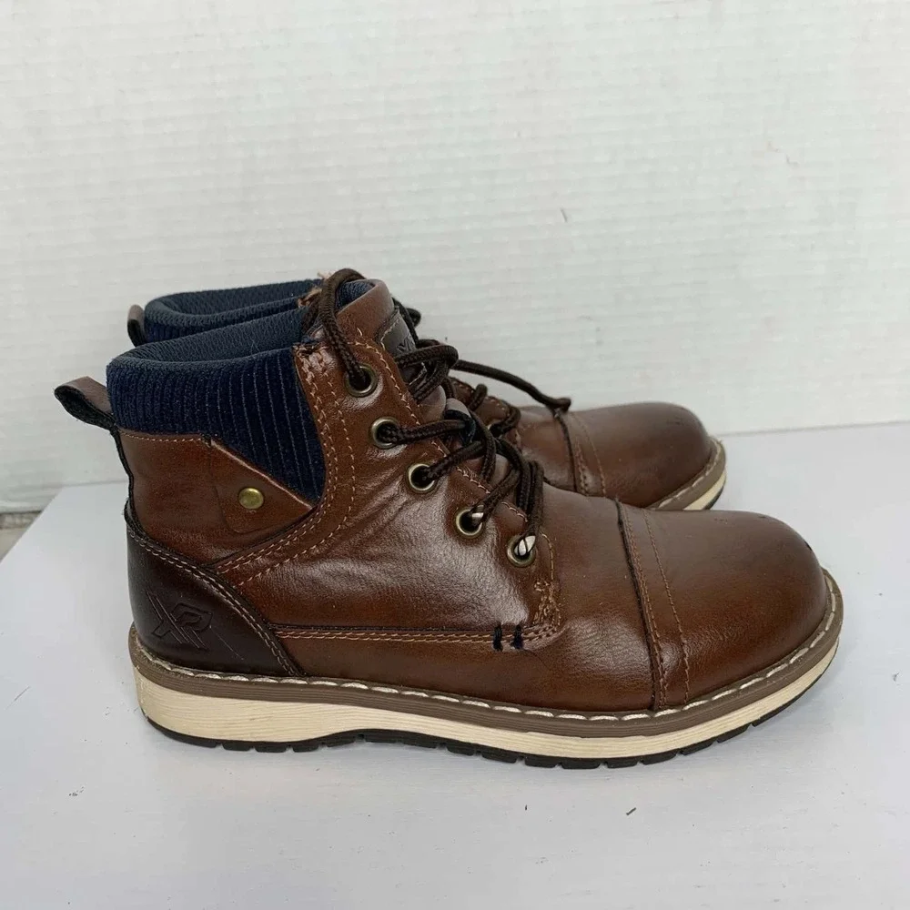 XRAY Brown Synthetic Leather Cap Toe Lace-Up Ankle Boots Casual Dressy